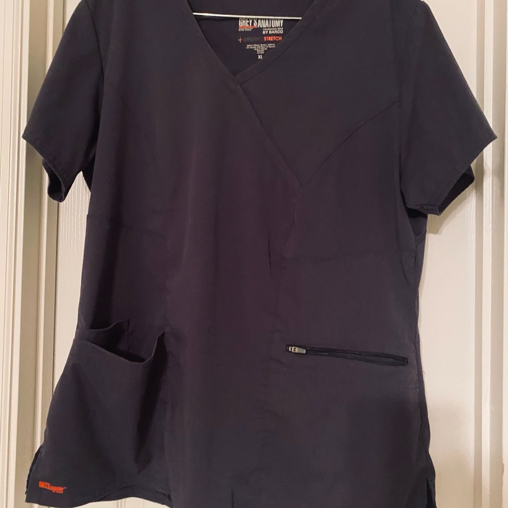 Greys Anatomy Steel Gray Scrub Top XL